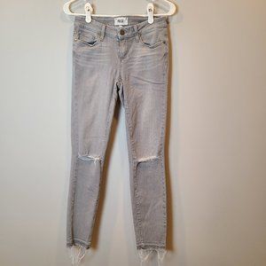 Paige Skinny Jeans Verdugo Ankle Dove Grey Distressed Raw Hem Womens 26